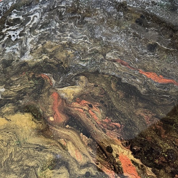 Stunning 21" Handpainted Lazy Susan - Metallic Abstract Art - Picture 3 of 3